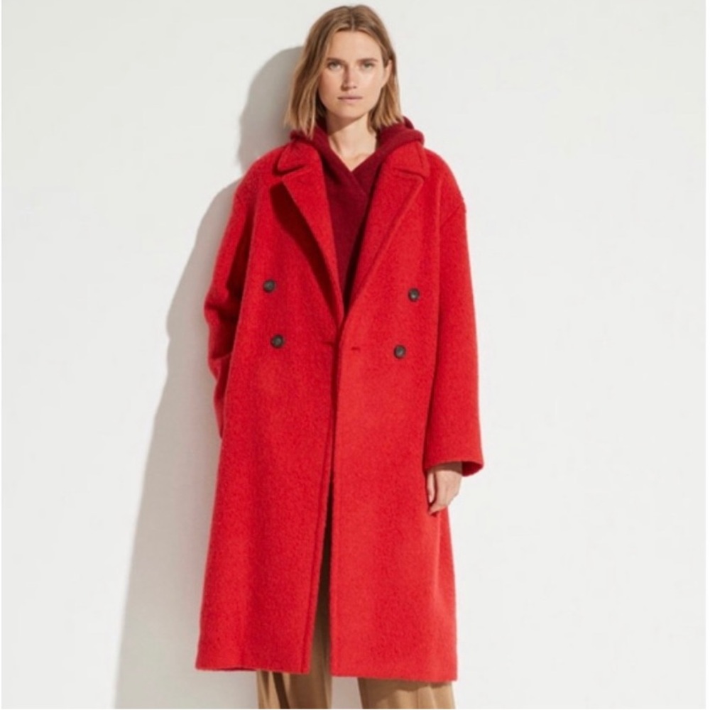 NWT Vince cherry red long wool coat XS